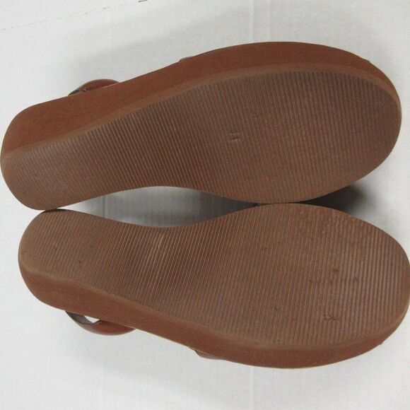 KENNETH COLE REACTION Fine Glass Wedge Sandal 9 WIDE Luggage Brown Platform Shoe - Picture 11 of 15